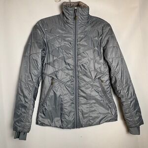 Y2K Columbia Interchange Omni-Heat‎ Puffer Jacket Gray XS Faux Fur Collar